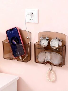 💞 New Set of 2 Smokey Brown Wall Mounted Cell Phone & Small Accessories Holders